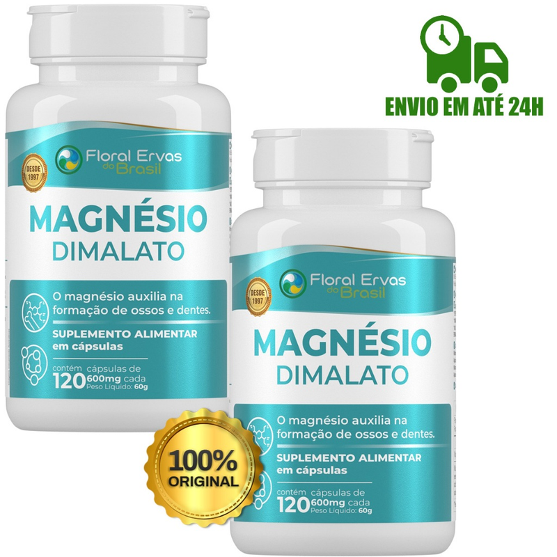 Kit 2x Magnésio Dimalato 600mg Floral Ervas - Total 240 Caps